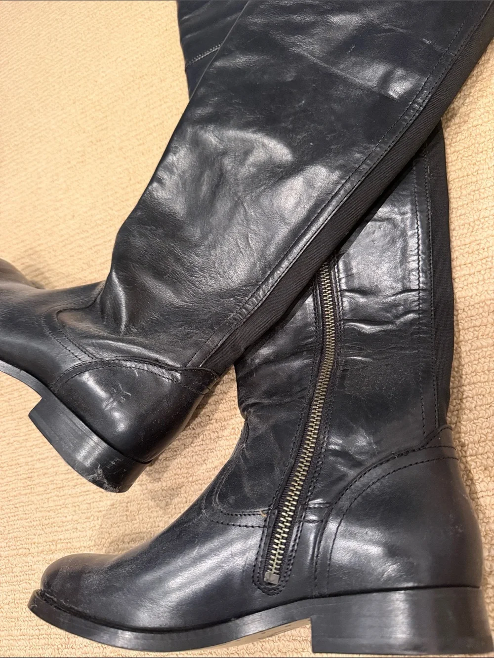 NEVER WORN- Frye Black Leather Over-the-Knee Riding Boots